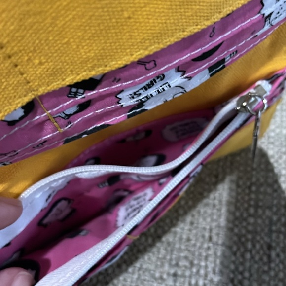 Angry Little Girls By Lela Lee Wallet yellow with red hearts blue text - Picture 8 of 9